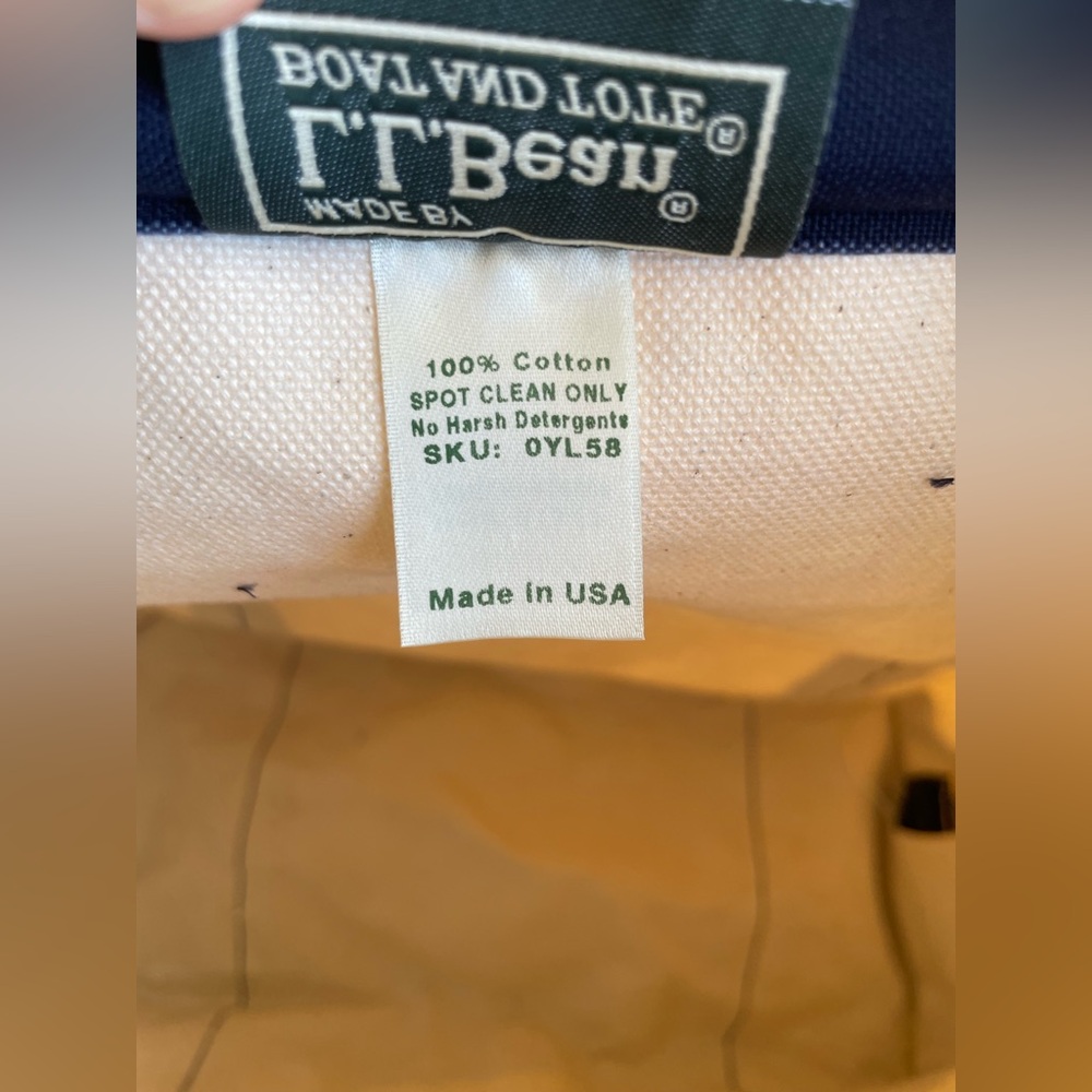 L.L. Bean Medium Boat & Tote, Natural and Navy - Picture 8 of 9